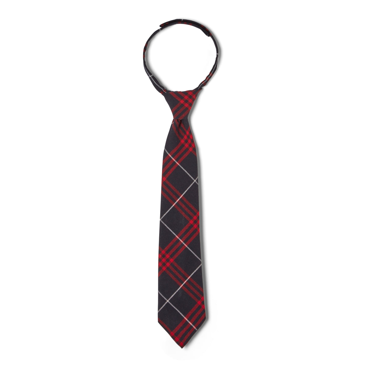 Boy's Navy/Red Plaid Velcro Tie